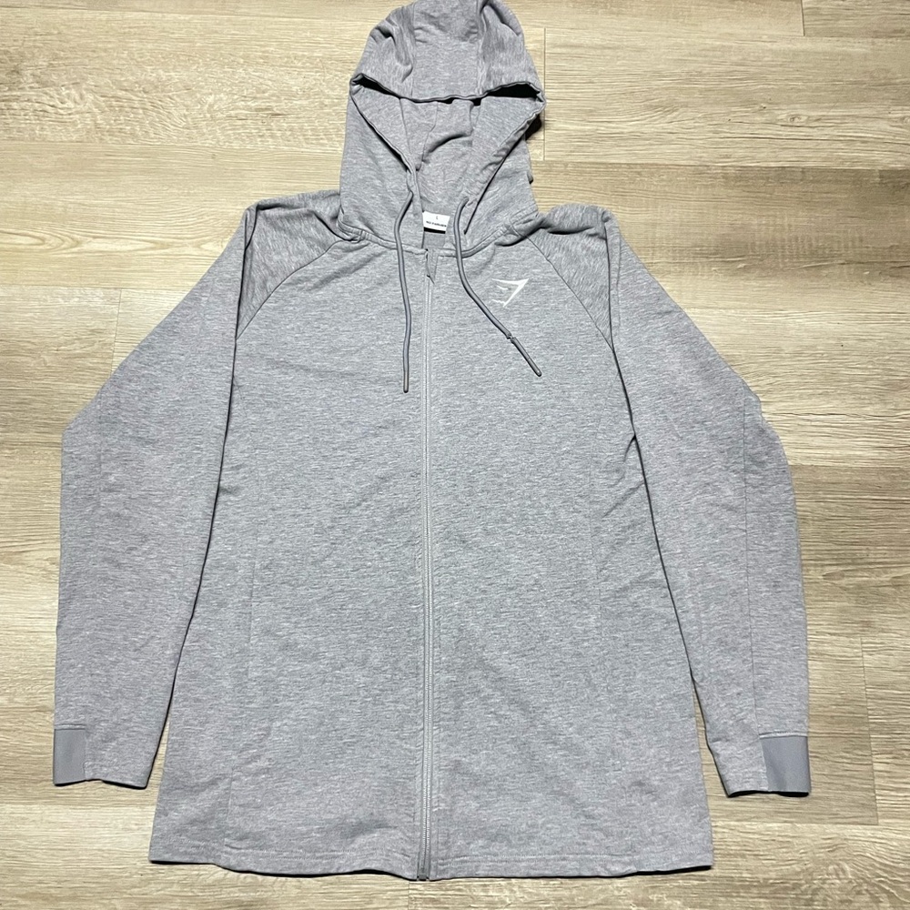 Men’s Gymshark Critical full zip up hoodie light gray size L
